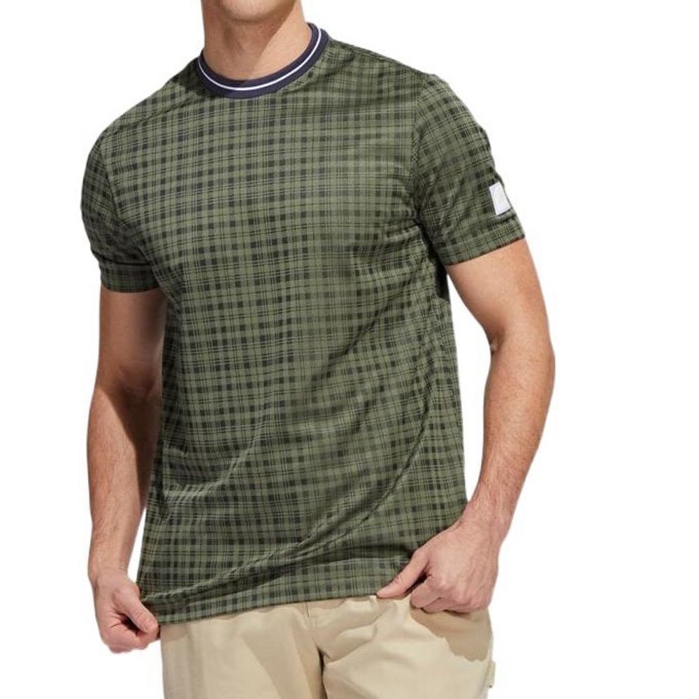 ADIDAS Adicross Performance Plaid Golf T-Shirt